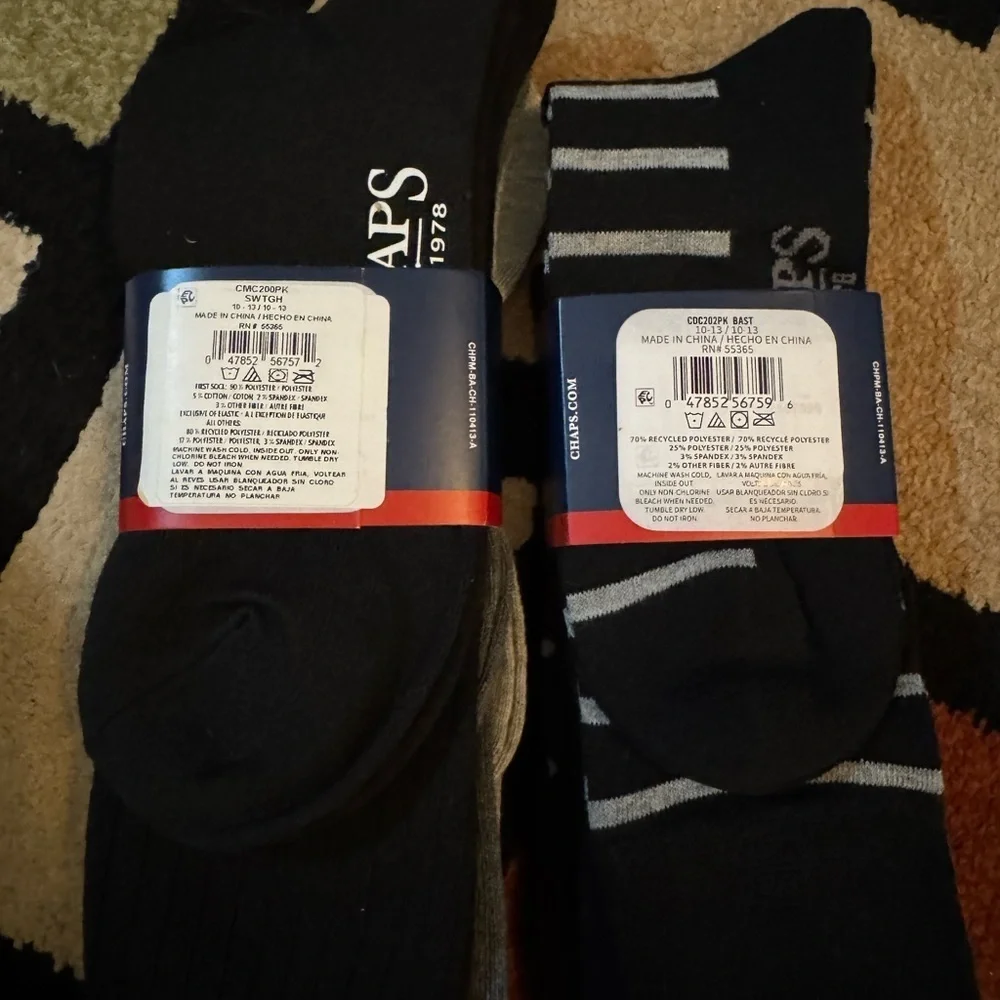 Chaps Classic Dress Dot Crew Socks & Chaps Classic Dress Ribbed Crew Socks 3pk